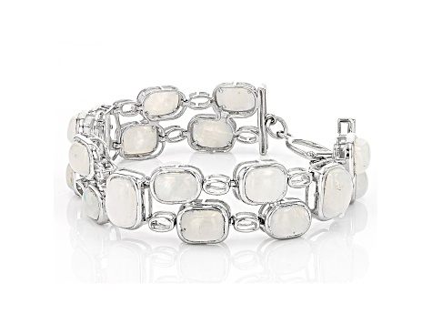 Rainbow Moonstone Rhodium Over Sterling Silver Bracelet
