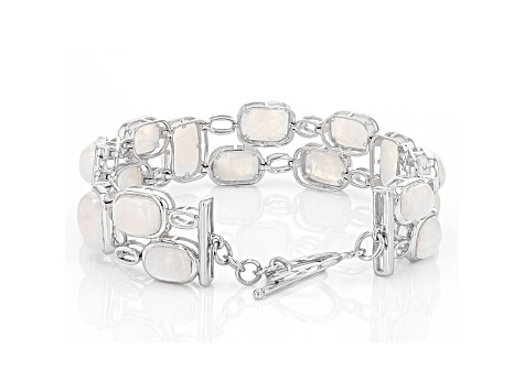 Rainbow Moonstone Rhodium Over Sterling Silver Bracelet