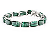 Green Malachite Rhodium Over Sterling Silver Bracelet