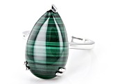 Green Malachite Rhodium Over Sterling Silver Ring