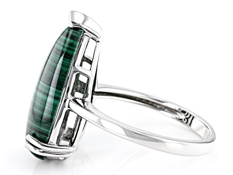Green Malachite Rhodium Over Sterling Silver Ring