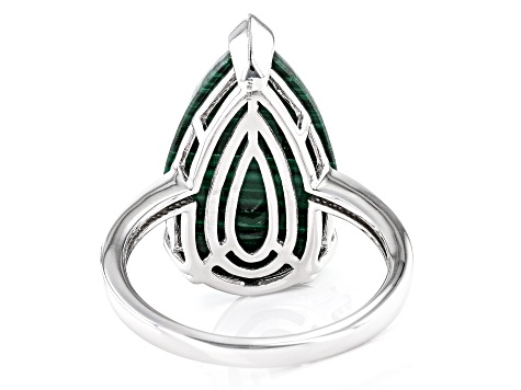 Green Malachite Rhodium Over Sterling Silver Ring