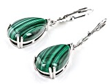 Green Malachite Rhodium Over Sterling Silver Dangle Earrings