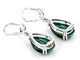 Green Malachite Rhodium Over Sterling Silver Dangle Earrings