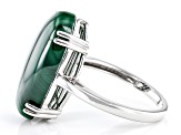 Green Malachite Rhodium Over Sterling Silver Solitaire Ring