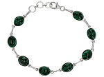 Green Malachite Rhodium Over Sterling Silver Bracelet