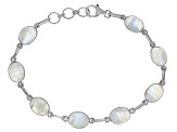 White Rainbow Moonstone Rhodium Over Sterling Silver Bracelet