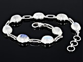 White Rainbow Moonstone Rhodium Over Sterling Silver Bracelet