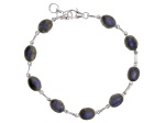 Gray Labradorite Rhodium Over Sterling Silver Bracelet