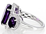 Purple African Amethyst Rhodium Over Sterling Silver Ring 5.31ctw