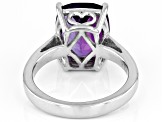 Purple African Amethyst With White Zircon Rhodium Over Sterling Silver Ring 4.83ctw