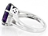 Purple African Amethyst With White Zircon Rhodium Over Sterling Silver Ring 4.03ctw