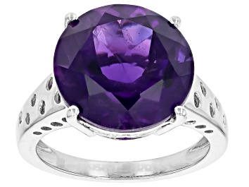 Picture of Purple African Amethyst Rhodium Over Sterling Silver Ring 7.98ct