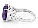Purple African Amethyst Rhodium Over Sterling Silver Ring 7.98ct