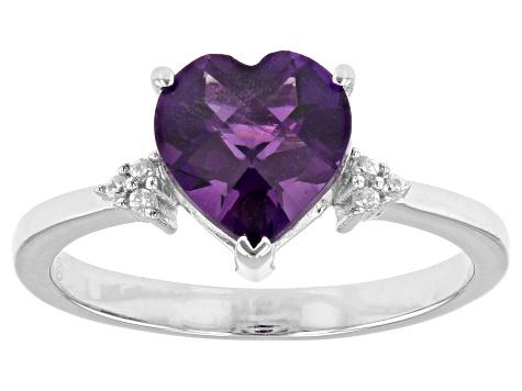 Purple Amethyst With White Zircon Rhodium Over Sterling Silver Ring 1 ...