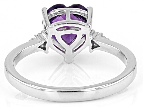 Purple Amethyst With White Zircon Rhodium Over Sterling Silver Ring 1.47ctw