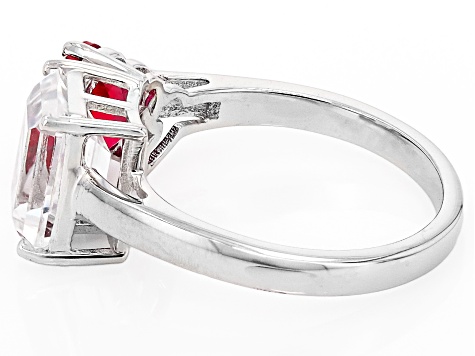 White Lab Created Sapphire Rhodium Over Sterling Silver Ring