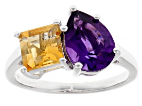 Purple Amethyst Rhodium Over Sterling Silver Ring 2.46ctw