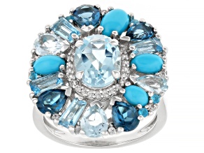 Sky Blue Topaz Platinum Over Sterling Silver Ring 5.00ctw