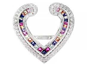 Multi Color Lab Created Sapphire Platinum Over Sterling Silver Ring 1.97ctw