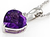 Purple Amethyst with White Zircon Rhodium Over Sterling Silver Pendant with Chain 1.46ctw