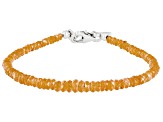 Orange Spessartite Rhodium Over Sterling Silver Beaded Bracelet