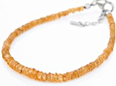 Orange Spessartite Rhodium Over Sterling Silver Beaded Bracelet