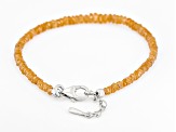 Orange Spessartite Rhodium Over Sterling Silver Beaded Bracelet