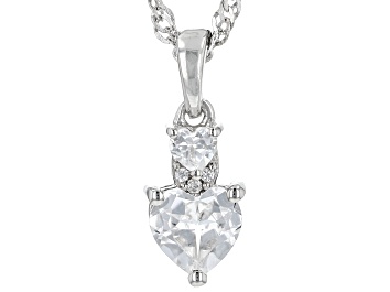 Picture of White Zircon Rhodium Over Sterling Silver Pendant With Chain .97ctw
