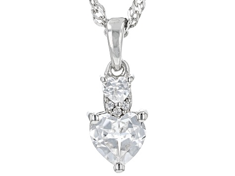 White Zircon Rhodium Over Sterling Silver Pendant With Chain .97ctw