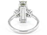 Green Prasiolite With White Zircon Rhodium Over Sterling Silver Ring 3.33ctw