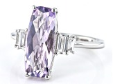 Lavender Amethyst With White Zircon Rhodium Over Sterling Silver Ring 3.33ctw