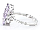 Lavender Amethyst With White Zircon Rhodium Over Sterling Silver Ring 3.33ctw