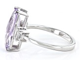 Lavender Amethyst With White Zircon Rhodium Over Sterling Silver Ring 3.33ctw