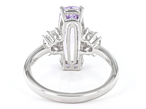 Lavender Amethyst With White Zircon Rhodium Over Sterling Silver Ring 3.33ctw