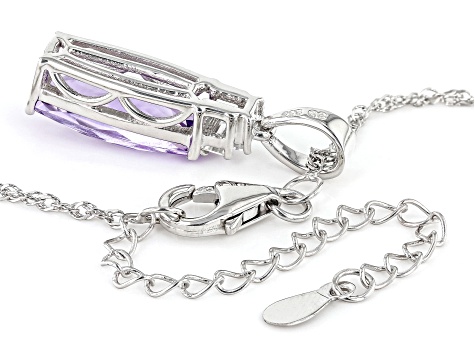 Lavender Amethyst With White Zircon Rhodium Over Sterling Silver Pendant With Chain 2.95ctw