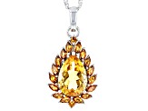 Citrine With Madeira Citrine Rhodium Over Sterling Silver Pendant With Chain 3.69ctw