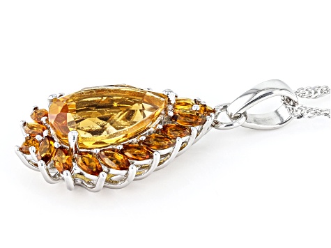 Citrine With Madeira Citrine Rhodium Over Sterling Silver Pendant With Chain 3.69ctw