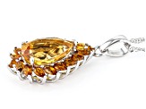 Citrine With Madeira Citrine Rhodium Over Sterling Silver Pendant With Chain 3.69ctw