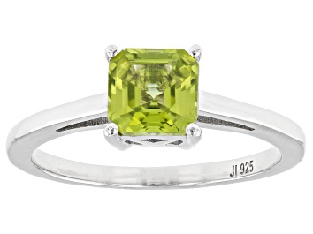 Picture of Green Peridot Rhodium Over Sterling Silver Ring 1.03ct