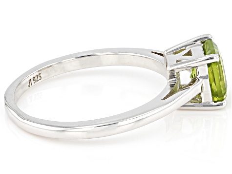 Green Peridot Rhodium Over Sterling Silver Ring 1.03ct