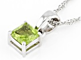 Green Peridot Rhodium Over Sterling Silver Pendant With Chain 1.03ct