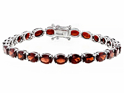 Red Garnet Rhodium Over Sterling Silver Tennis Bracelet 20.14ctw