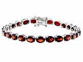 Red Garnet Rhodium Over Sterling Silver Tennis Bracelet 20.14ctw