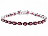 Raspberry Rhodolite Rhodium Over Sterling Silver Tennis Bracelet 22.23ctw