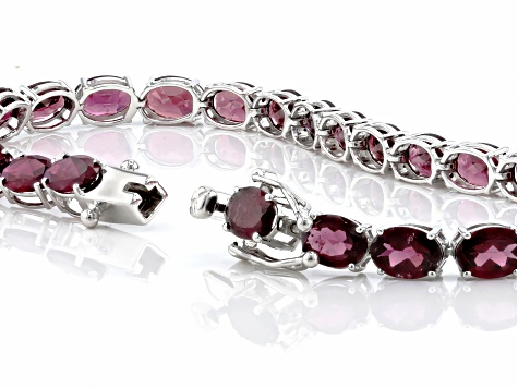 Magenta Rhodolite Rhodium Over Sterling Silver Tennis Bracelet