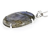 Gray Labradorite Rhodium Over Sterling Silver Pendant With Chain