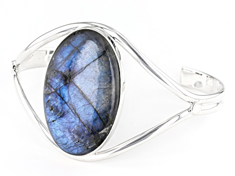 Labradorite Cuff Bracelet Rhodium-plated Sterling Silver Labradorite Cuff Bracelet Rhodium-plated Sterling Silver