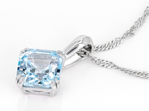 Sky Blue Glacier Topaz Rhodium Over Sterling Silver Pendant With Chain 2.25ct