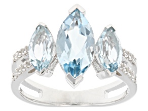 Sky Blue Topaz Rhodium Over Sterling Silver Ring 3.08ctw